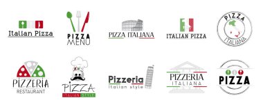 Italian pizza logotypes - vector illustration