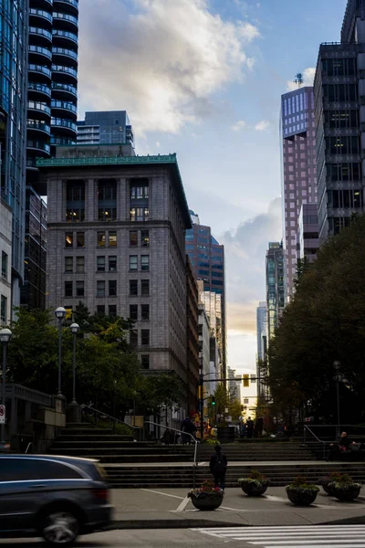 Βράδυ Street View Στο Βανκούβερ — Φωτογραφία Αρχείου