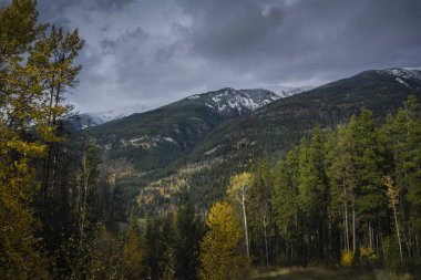 Kanada Rocky Dağları renkli ışıklı güneş sonbahar