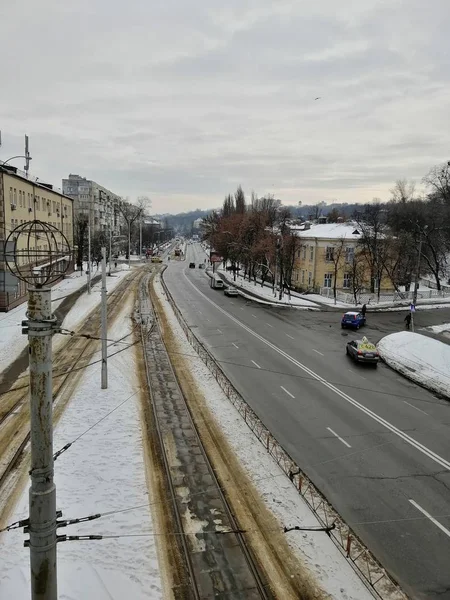 city road in winter