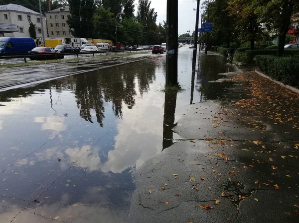 07/29/2019 Kiev Ukraine, Spartak Stadium. Flood after the rain. — Stock Photo, Image