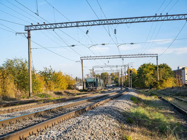 Carris ferroviários para a circulação de comboios . — Fotografia de Stock