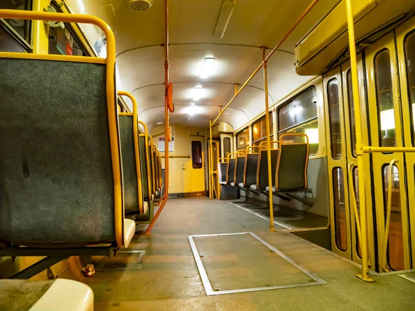 A tram car inside without people. — Stock Photo, Image