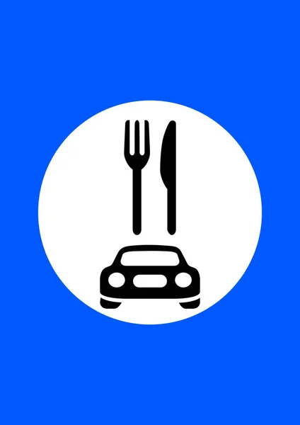 Fork and knife roadside sign pointer cafe. — Stock Vector