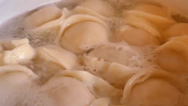 Cucinare Piatto Gnocchi Bolliti Acqua Bollente Gnocchi Ucraini Piatto Gnocchi — Video Stock