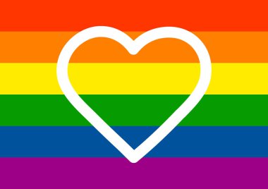 Cinsel azınlıkların gökkuşağı bayrağı renginde bir kalp. Lisyalılar. Homoseksüeller. Erkekliğin biseksüel sembolü. Kadınsı bir sembol. Metin için şablon. Poster. Eşcinsel seksi. Eşcinsel evlilik..