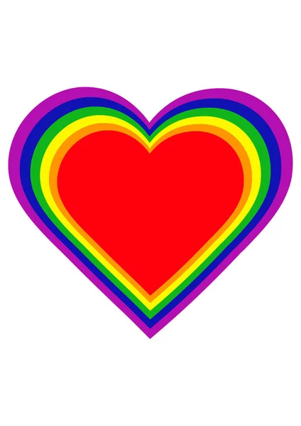Heart Colors Rainbow Flag Sexual Minorities Lisbians Homosexuals Bisexual Symbol — Stock Vector