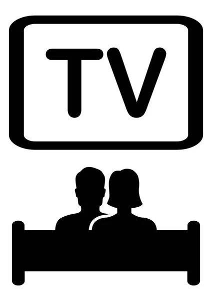 Hombre Mujer Viendo Televisión Mientras Están Sentados Sofá Pareja Casada — Vector de stock