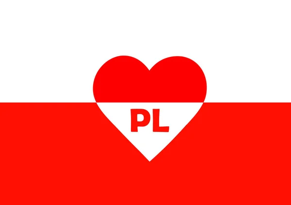 Drapeau National Pologne Rouge Blanc Modèle Texte Adore Pologne Symbole — Image vectorielle