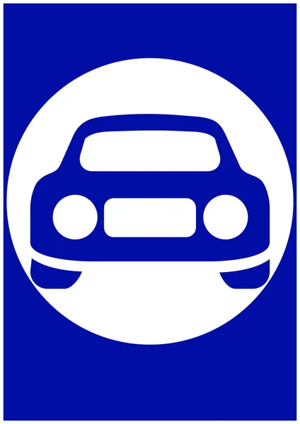 Auto Verkehrsschild Auf Blauem Hintergrund Verkehr Verkehrsregeln Vorlage Mit Platz — Stockvektor
