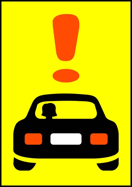注意驾驶汽车路标的妇女 交通法 有文字位置的模板 艾薇莎小册子 背景矢量图像 — 图库矢量图片