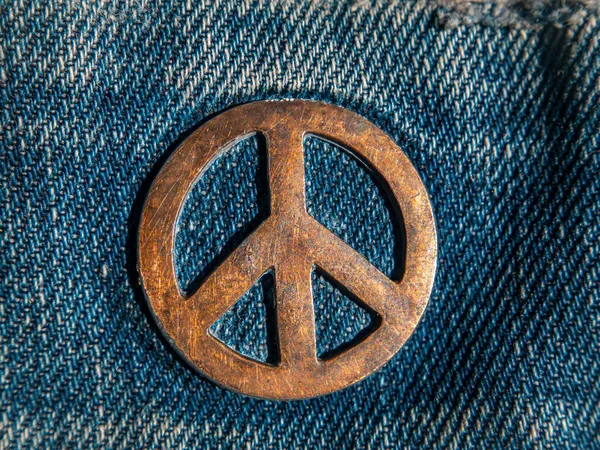 Iron Sign Pacifist Denim Symbol Struggle Peace Ideology Place Your — Stock Photo, Image