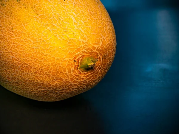 Yellow Ripe Melon Black Background Food Photo Melon Culture Agriculture — Stock Photo, Image