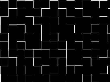 Siyah arkaplanda beyaz çizgilerin soyut çizimi. Şablon. Arkaplan resmi. Soyut illüstrasyon. Mesajın için yer aç. Şablon. Poster. Ses düzeyi resmi.