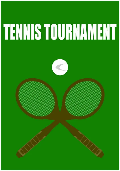 Tenis Turnuvası Posterinin Vektör Görüntüsü Tenis Kortunda Oynamak Için Raket — Stok Vektör