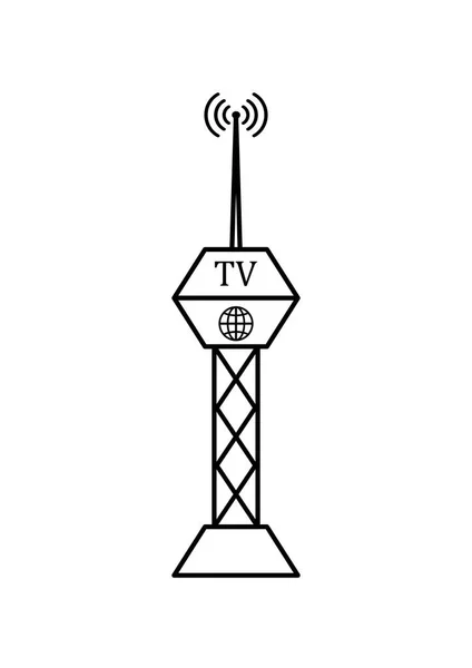 Televisionstornet Sänder Radiosignalvektorbild Antenn Ett Torn Som Sänder Radiosignaler Utomhusantenn — Stock vektor