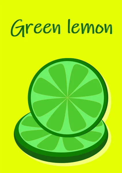 Rebanadas de rodajas de limón verde imagen vector de fruta. — Vector de stock
