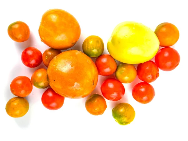 Harvest Tomato Vegetables White Background Ripe Tomatoes Agriculture Shop Window — Stock Photo, Image