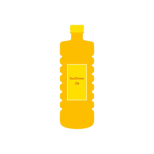 Пластиковая бутылка подсолнечного масла на белом фоне. — стоковый вектор