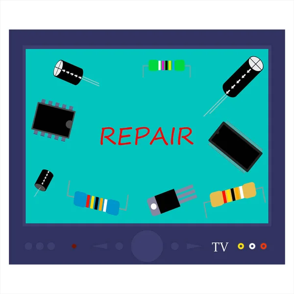 Plantilla vectorial de servicio de reparación de TV. — Vector de stock