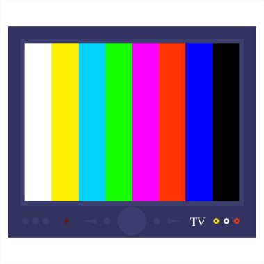 TV ekranında renkli dikey çizgiler.