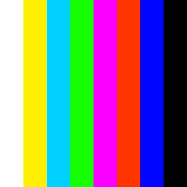 TV ekranında renkli dikey çizgiler.
