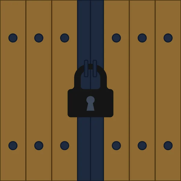 Hangslot met sleutelgat voor deurvector afbeelding. — Stockvector