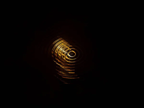 Abstract Illustration Golden Spirals Black Background Golden Reflections Water Black — Stock Photo, Image