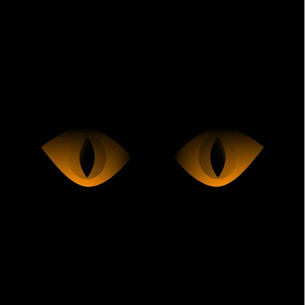 Gelbe Katzenaugen Blicken Aus Der Dunkelheit Katzenhaftes Aussehen Einer Schwarzen — Stockvektor