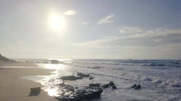 Sliding near coastline of park beach — Stock Video