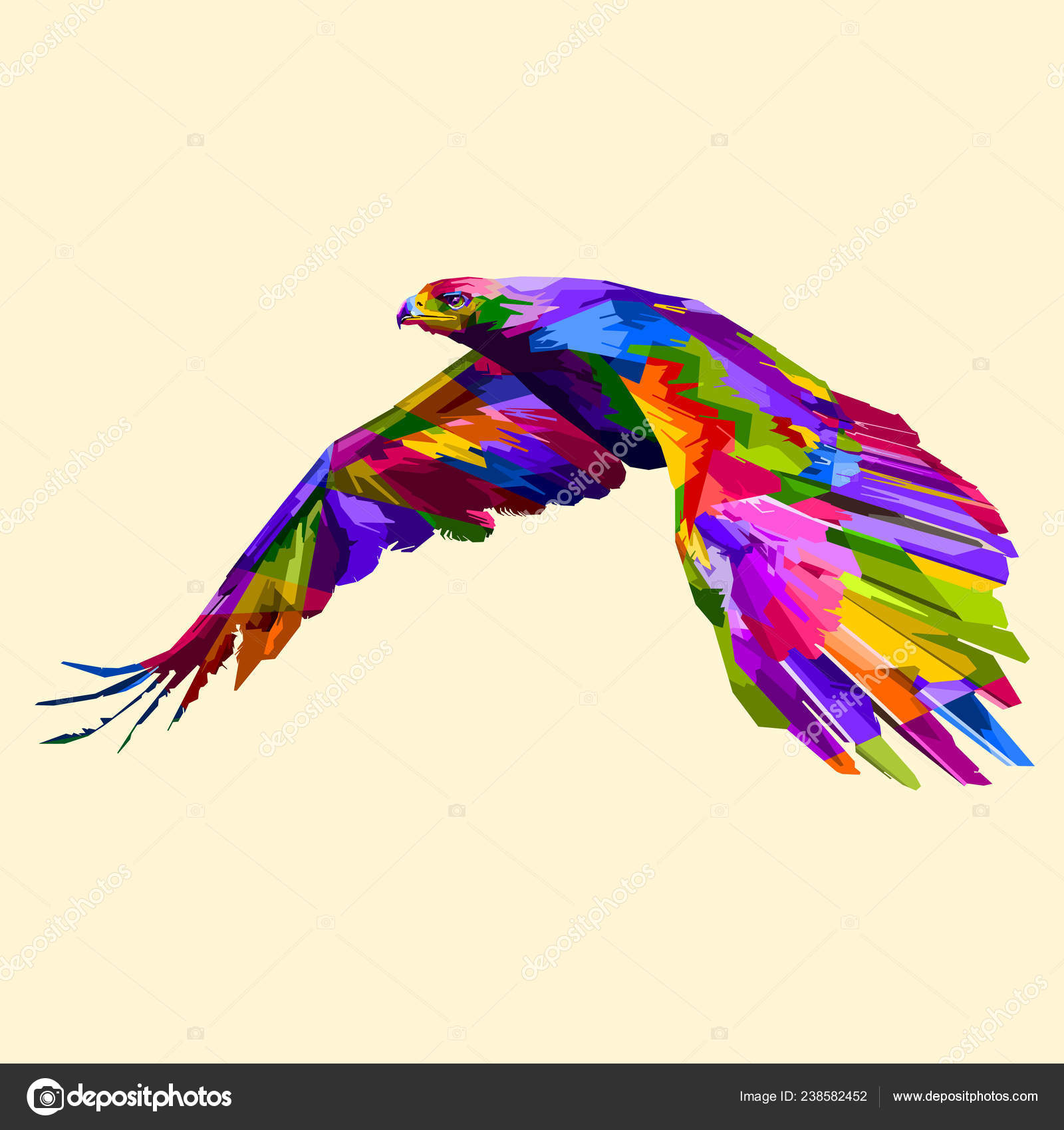 Colorful Flying Eagle Pop Art Style Stock Vector by ©priatna788@  238582452