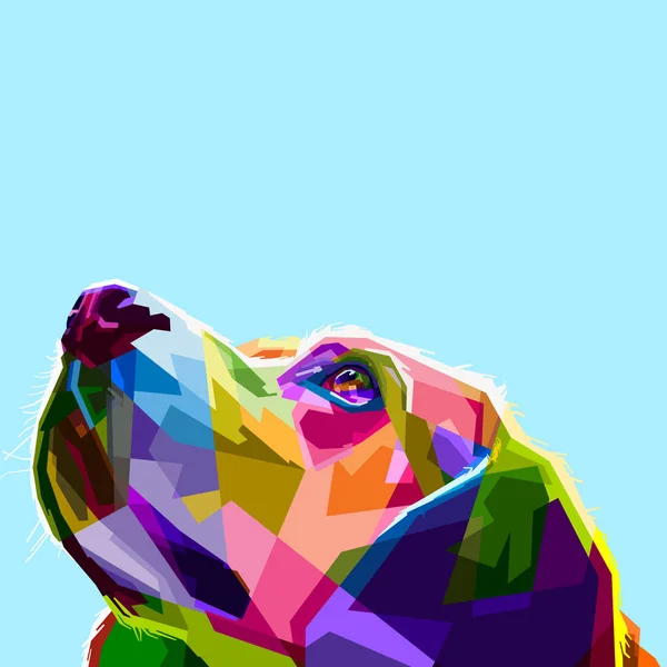 Kleurrijke Hond Hoofd Pop Art — Stockvector