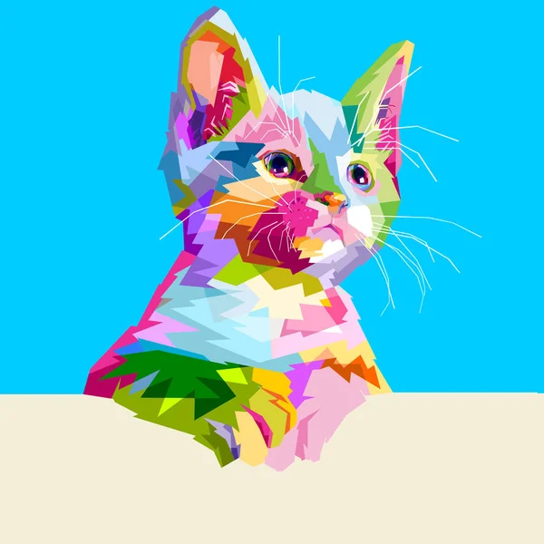 Animal Gato Lindo Colorido Pop Arte — Vector de stock