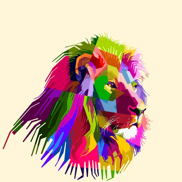 Cabeza León Colorido Estilo Arte Pop — Vector de stock