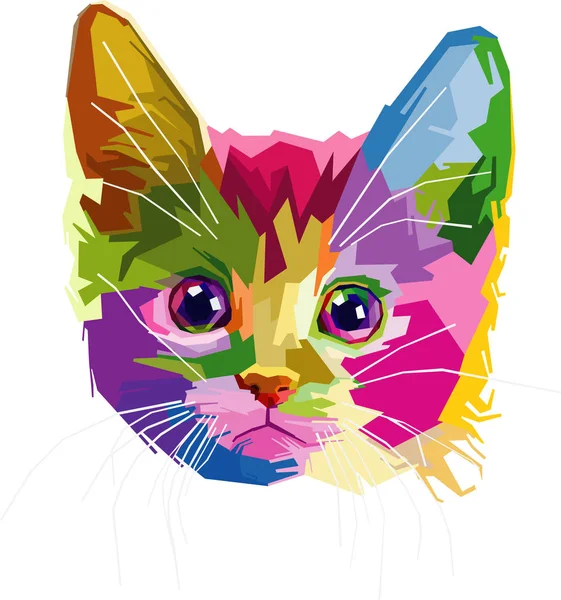 Cabeça Gato Colorido Estilo Pop Art — Vetor de Stock