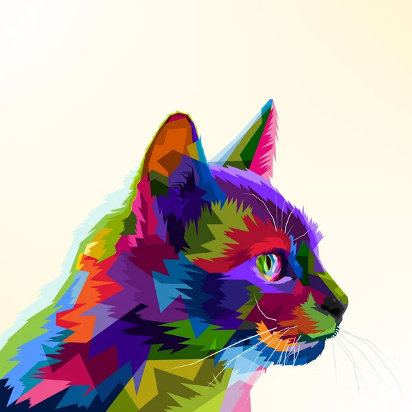 Gato Desenho Animado Colorido Estilo Arte Pop — Vetor de Stock