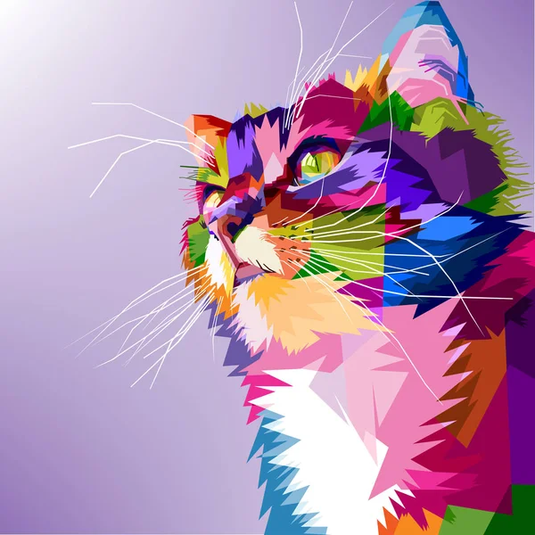 Gato Lindo Pop Arte Colorido — Vector de stock