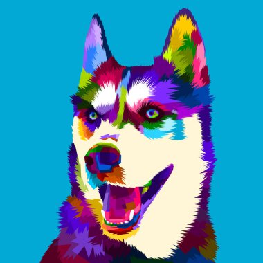 Sibirya husky köpek pop sanat tarzı