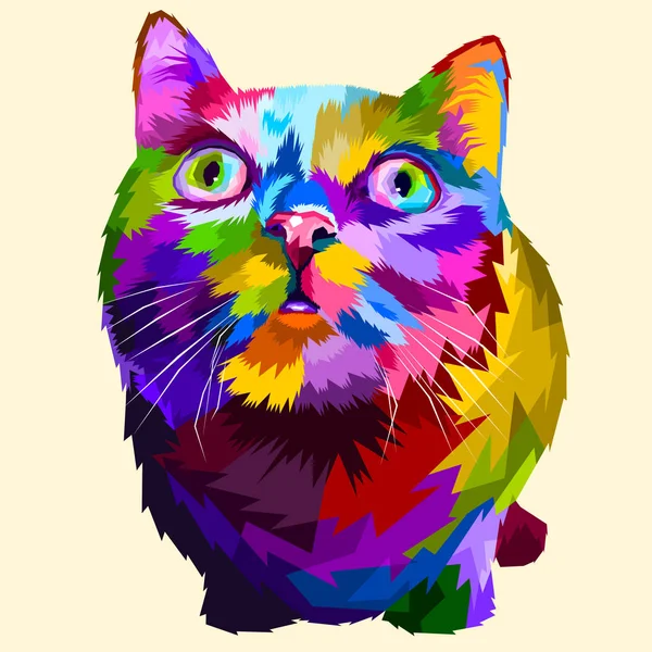 Gato Pop Arte Colores Diseño Aislado — Vector de stock