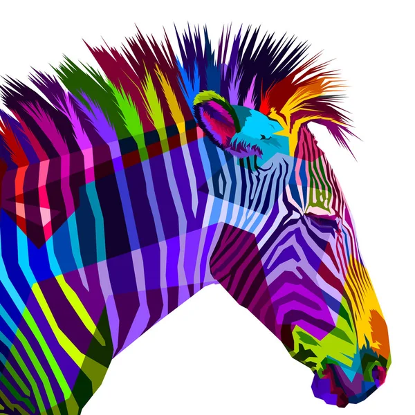 Kleurrijke Zebra Geïsoleerd Witte Achtergrond — Stockvector