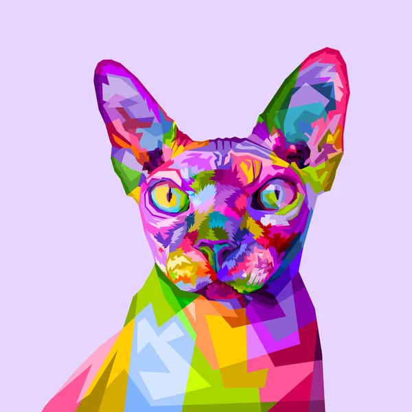 Kolorowe Sphynx Kot Stylu Pop Art — Wektor stockowy