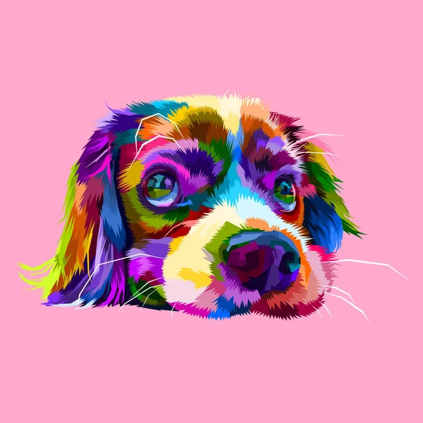 Cute Lazy Dog Heads Geometric Pop Art Styles — Stock Vector