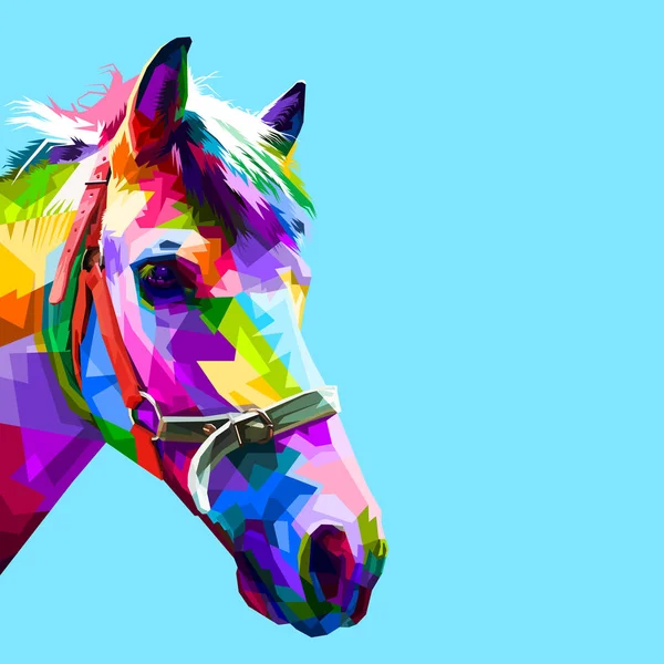 Cabeça Cavalo Colorido Estilo Arte Pop Padrão Geométrico — Vetor de Stock