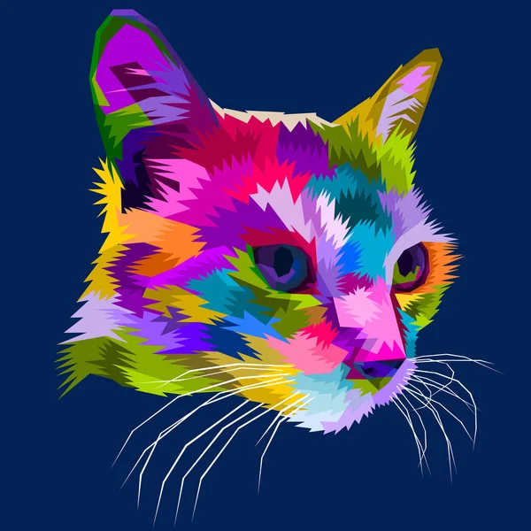 Cabeza Gato Estilo Arte Pop Geométrico — Vector de stock