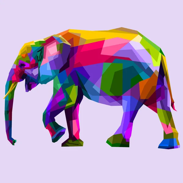 五颜六色的流行艺术中的行走大象 — 图库矢量图片