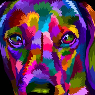 close up of face Dachshund on pop art clipart