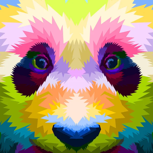 Close Van Kleurrijke Panda Gezicht Pop Art — Stockvector