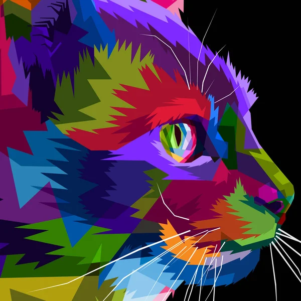 Primer Plano Cara Lado Gato Pop Arte — Vector de stock