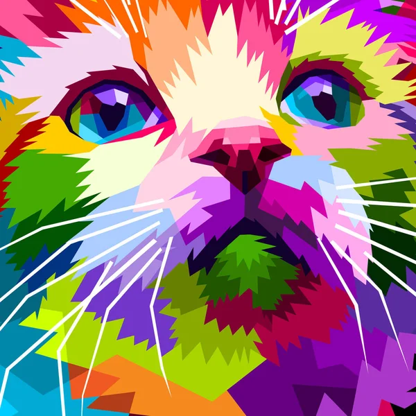 Primer Plano Cara Hermosa Gato Pop Arte — Vector de stock