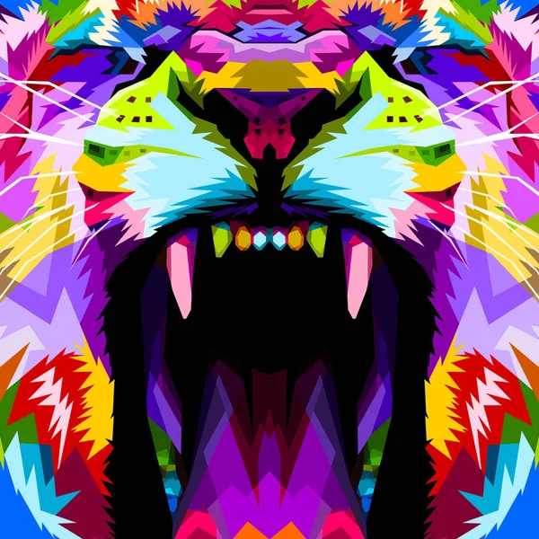 yüz kızgın renkli aslan pop sanat yakın çekim 